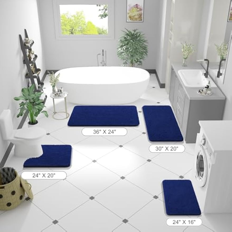 Soft Chenille Absorbent Non‑Slip Bathroom Rug