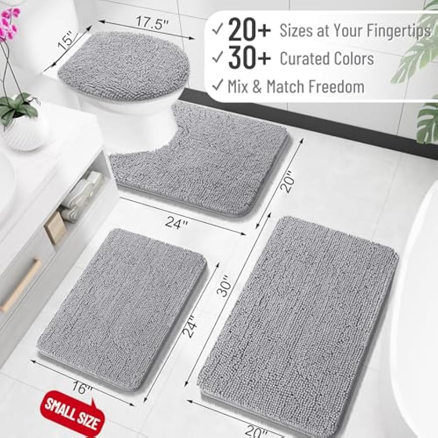 Soft Chenille Absorbent Large Bathroom Rug