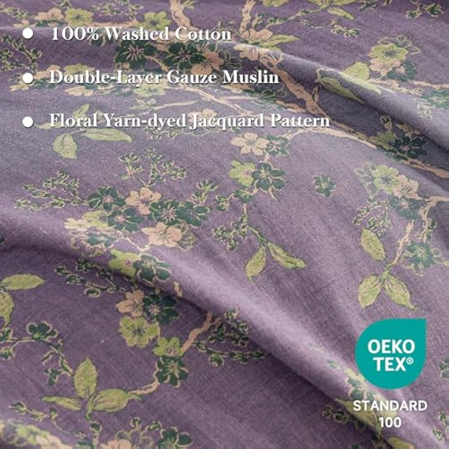 Vintage Floral Muslin Cotton Queen Bedding Set