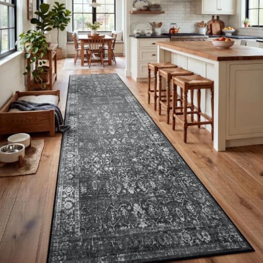 Vintage Washable Non‑Slip Long Runner Rug