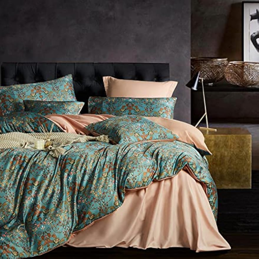 Boho Floral Queen Duvet Cover Set