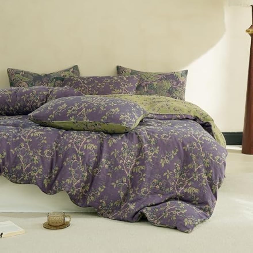 Vintage Floral Muslin Cotton Queen Bedding Set