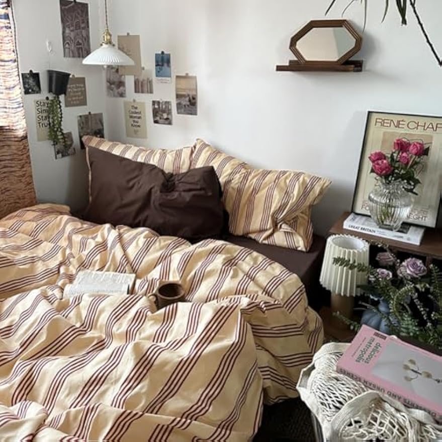 Striped Washed Cotton Queen Bedding Set