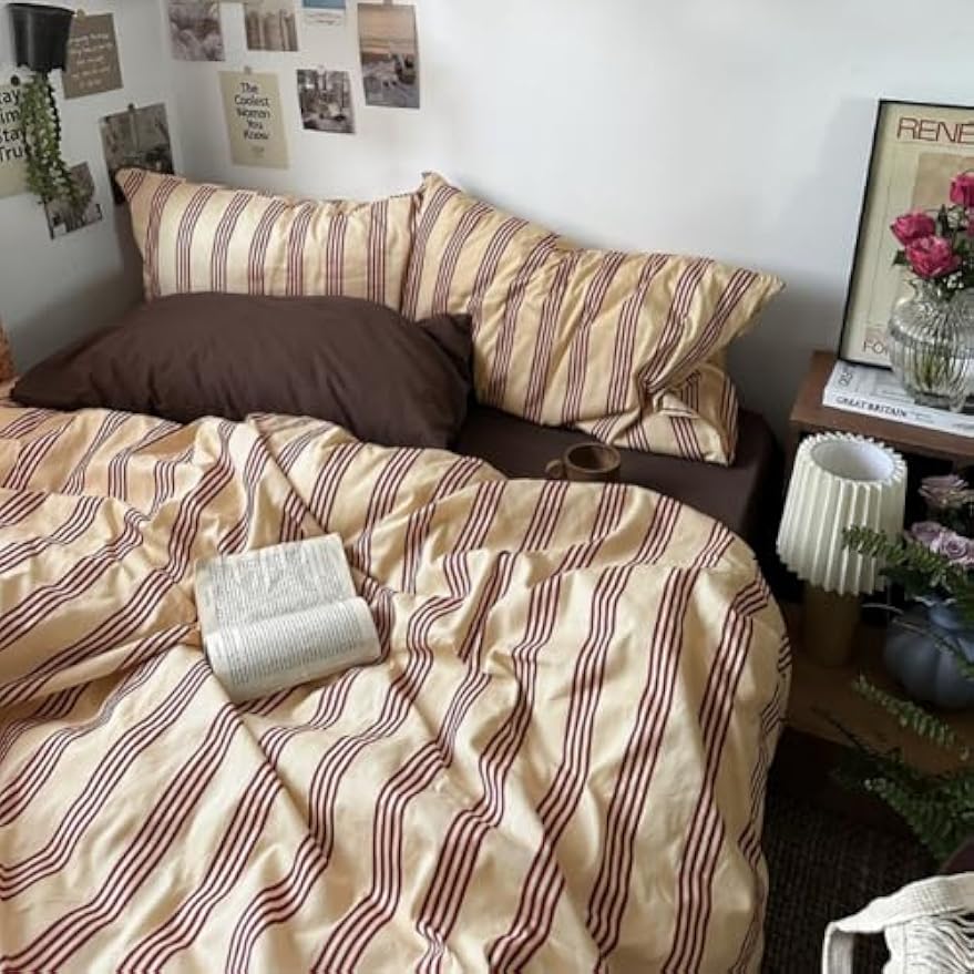 Striped Washed Cotton Queen Bedding Set