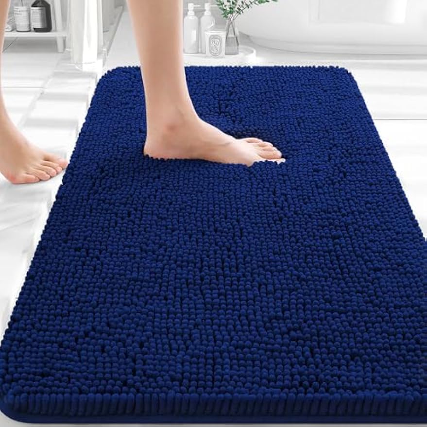 Soft Chenille Absorbent Non‑Slip Bathroom Rug