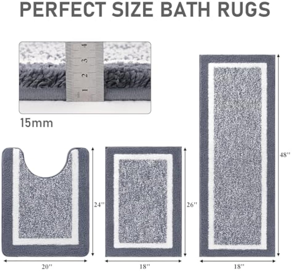 Plush Absorbent Non‑Slip Bathroom Rug Set