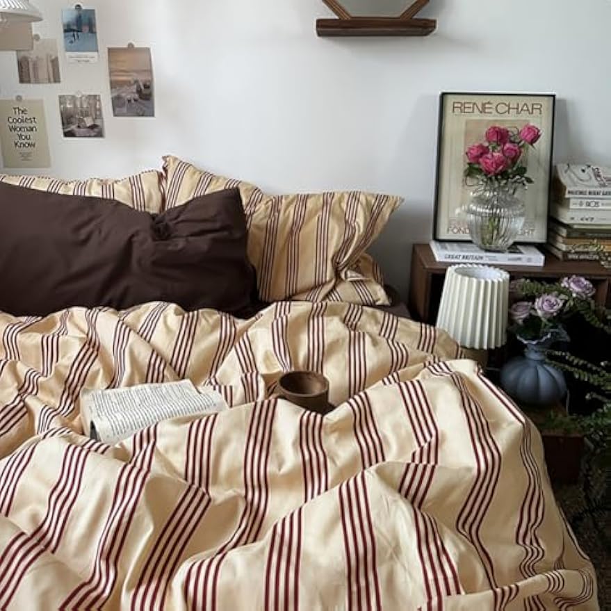 Striped Washed Cotton Queen Bedding Set