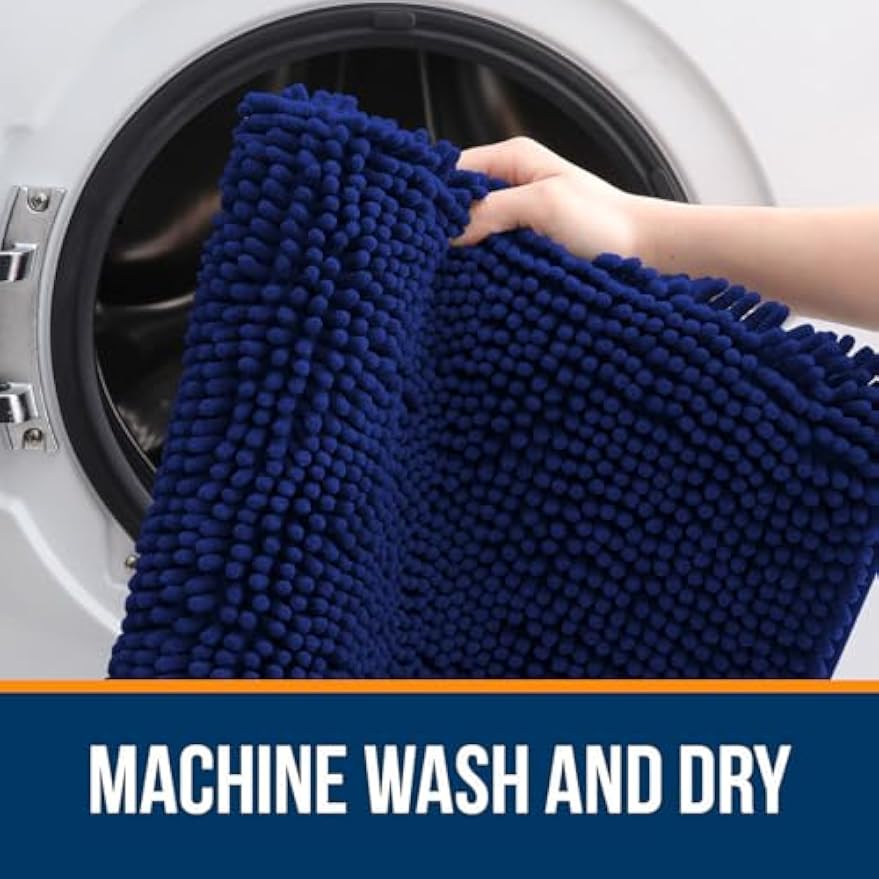 Soft Chenille Absorbent Non‑Slip Bathroom Rug