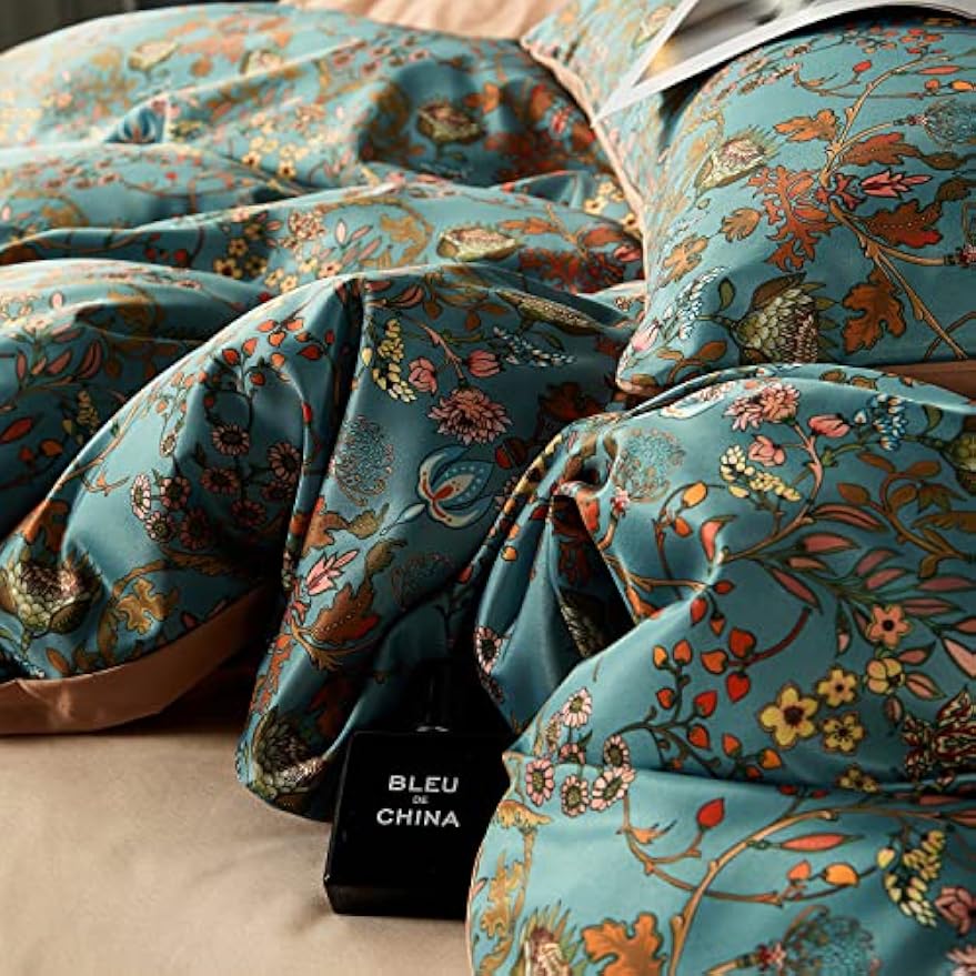 Boho Floral Queen Duvet Cover Set