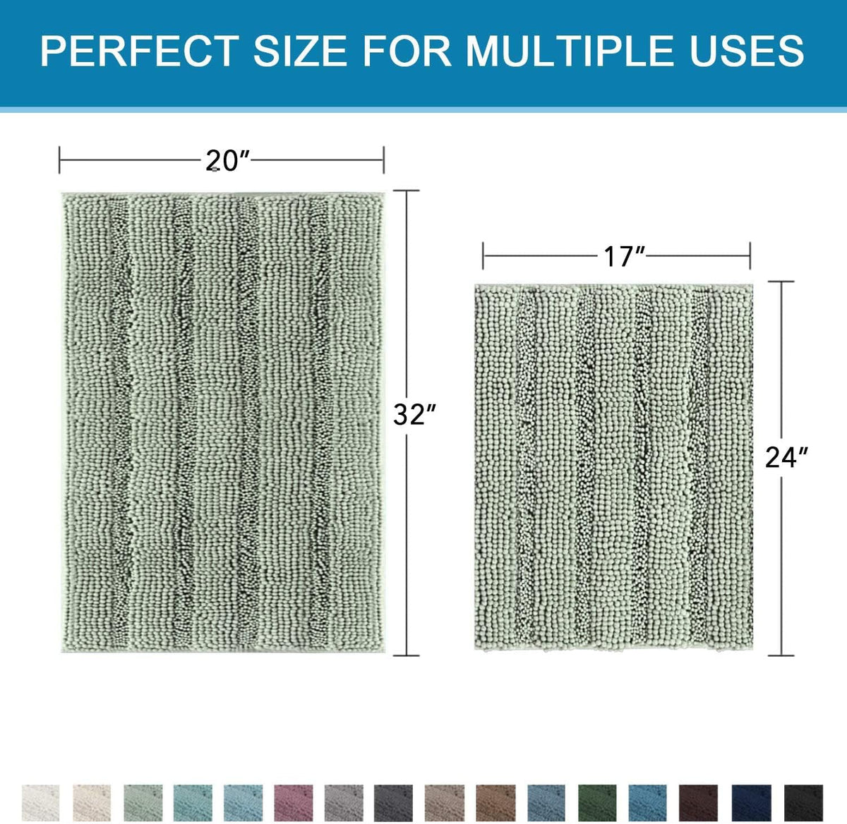 Chenille Non‑Slip Bathroom Rug 2‑Piece Set