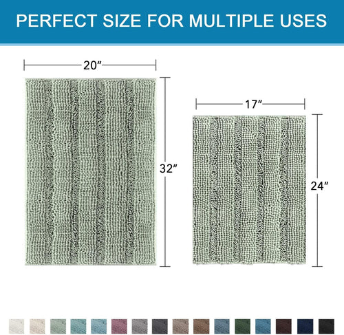 Chenille Non‑Slip Bathroom Rug 2‑Piece Set