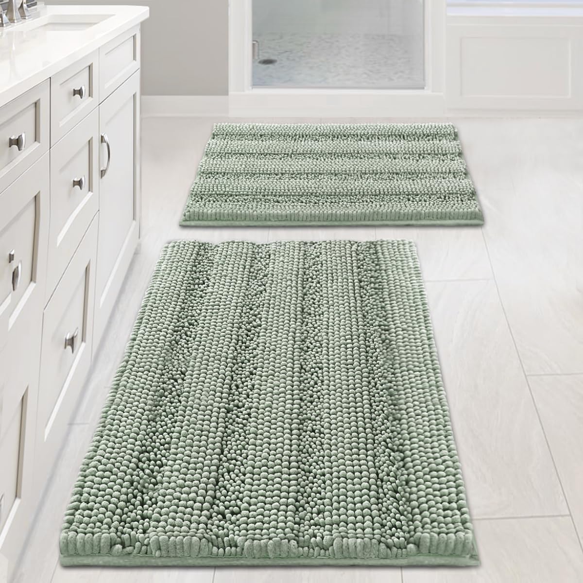 Chenille Non‑Slip Bathroom Rug 2‑Piece Set