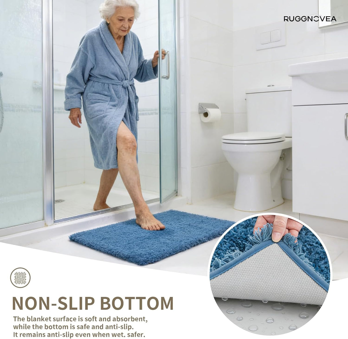 Soft Absorbent Non‑Slip Washable Bathroom Rug