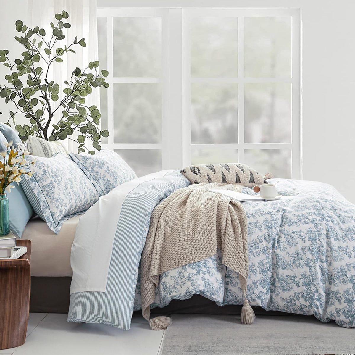 Vintage Cotton Floral Queen Duvet Set