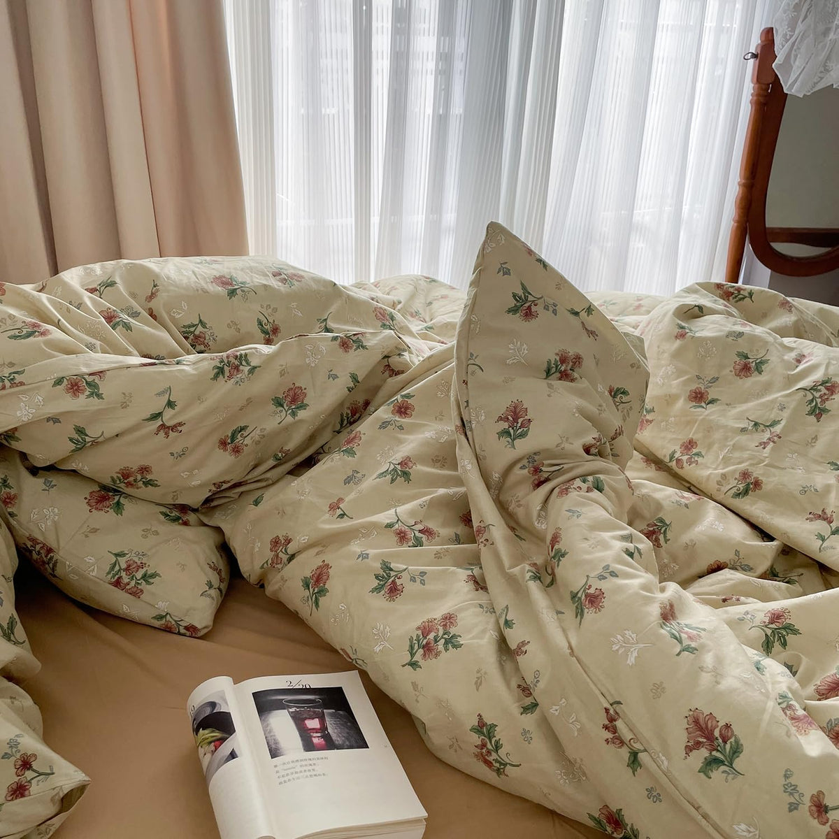 Vintage Floral Cotton Queen Bedding Set