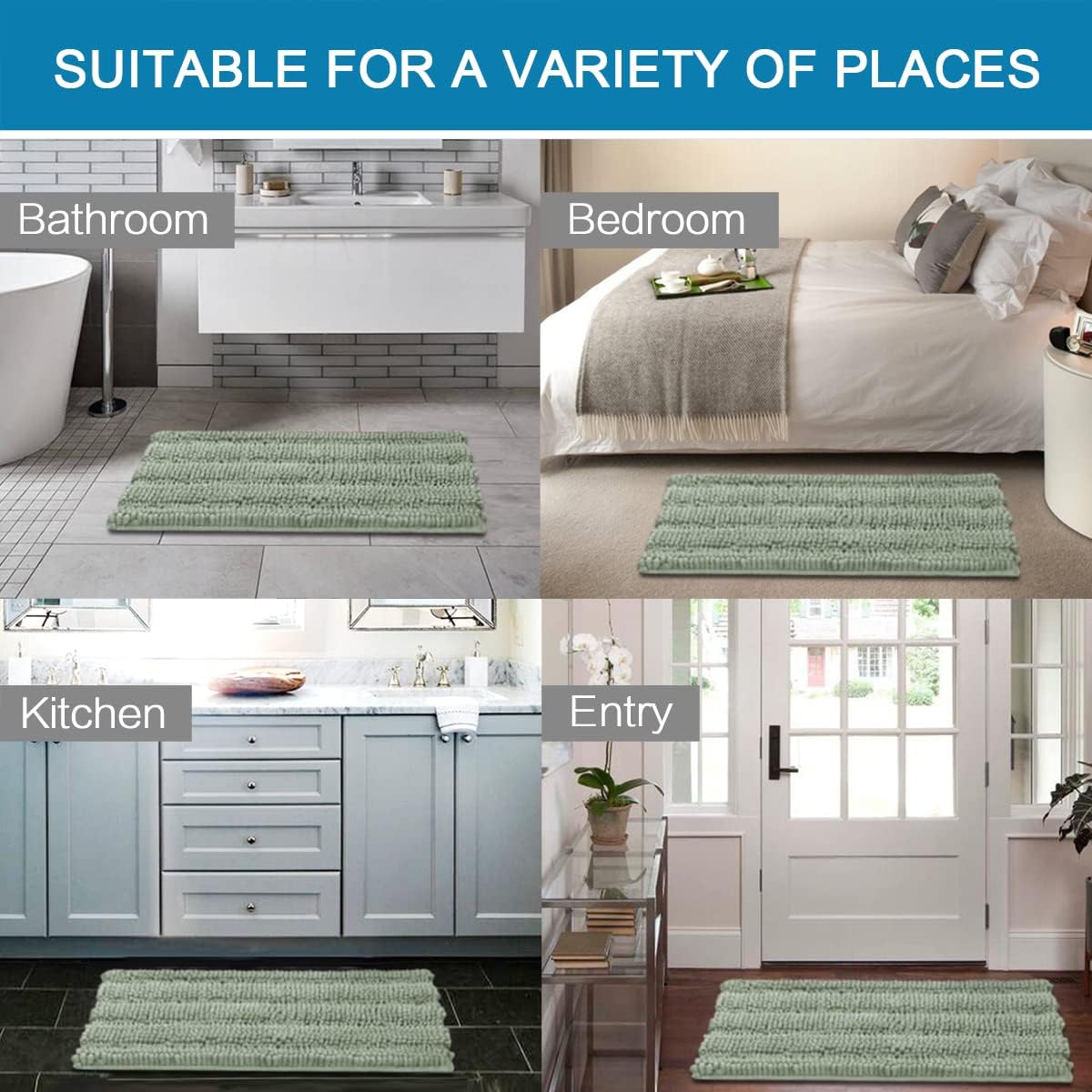 Chenille Non‑Slip Bathroom Rug 2‑Piece Set