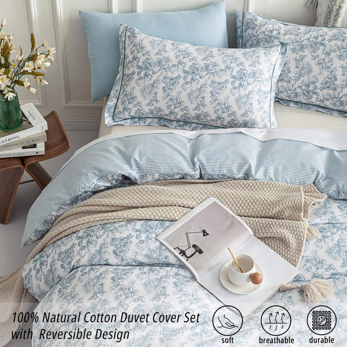 Vintage Cotton Floral Queen Duvet Set