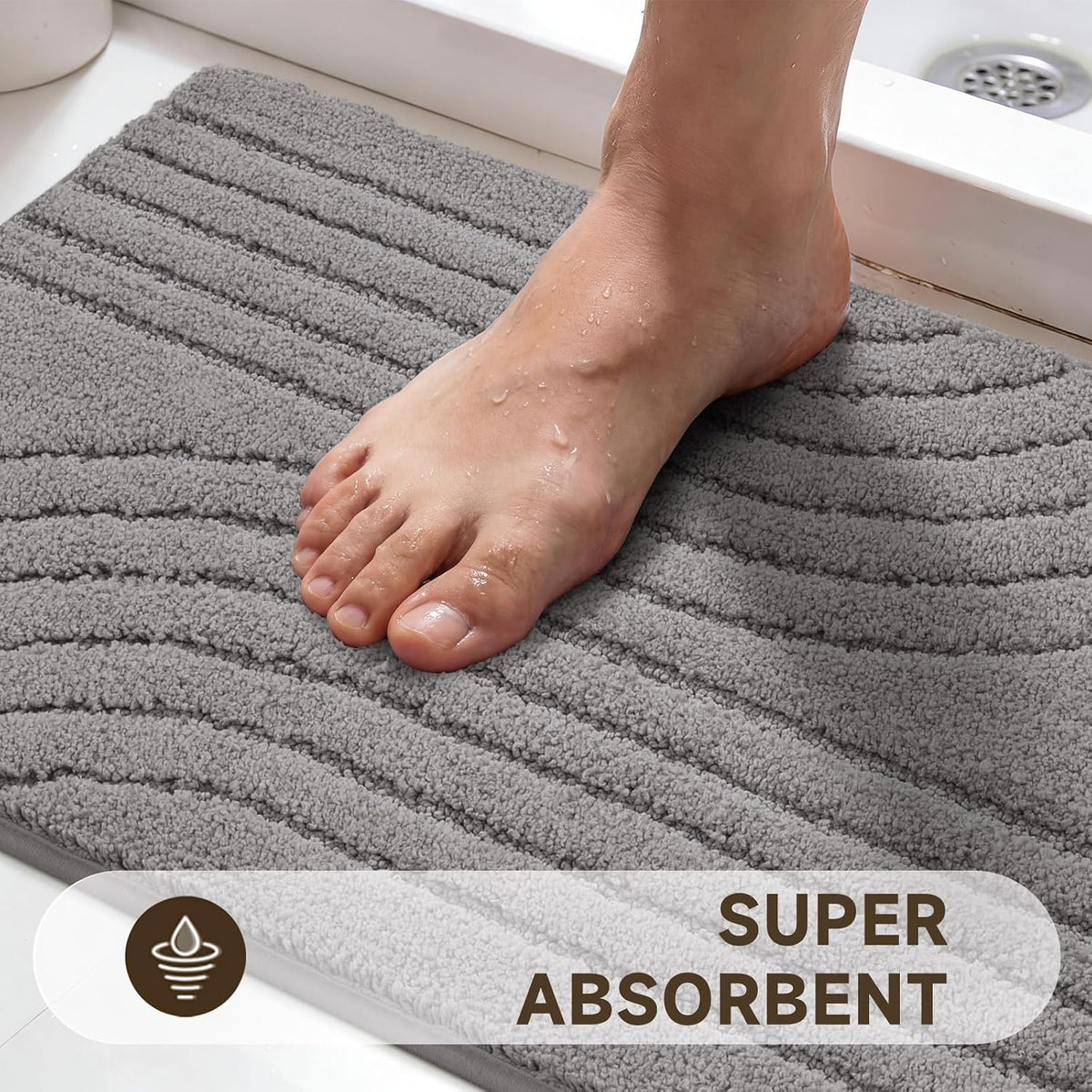 Plush Absorbent Non‑Slip Bathroom Rug Set