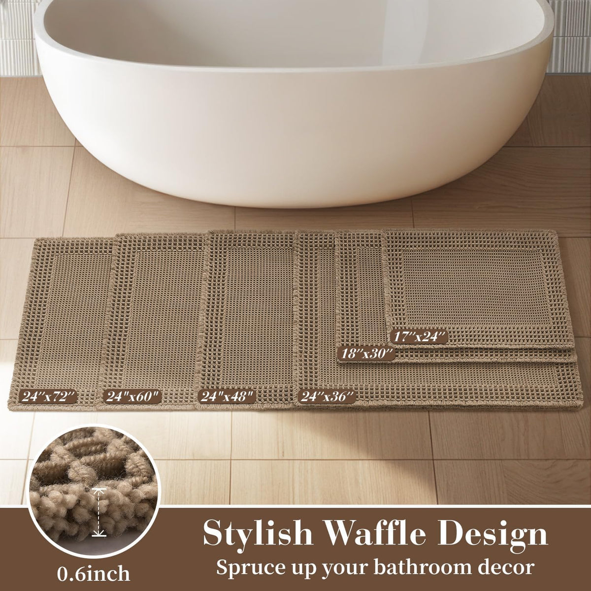 Waffle Absorbent Non‑Slip Washable Bathroom Runner Rug