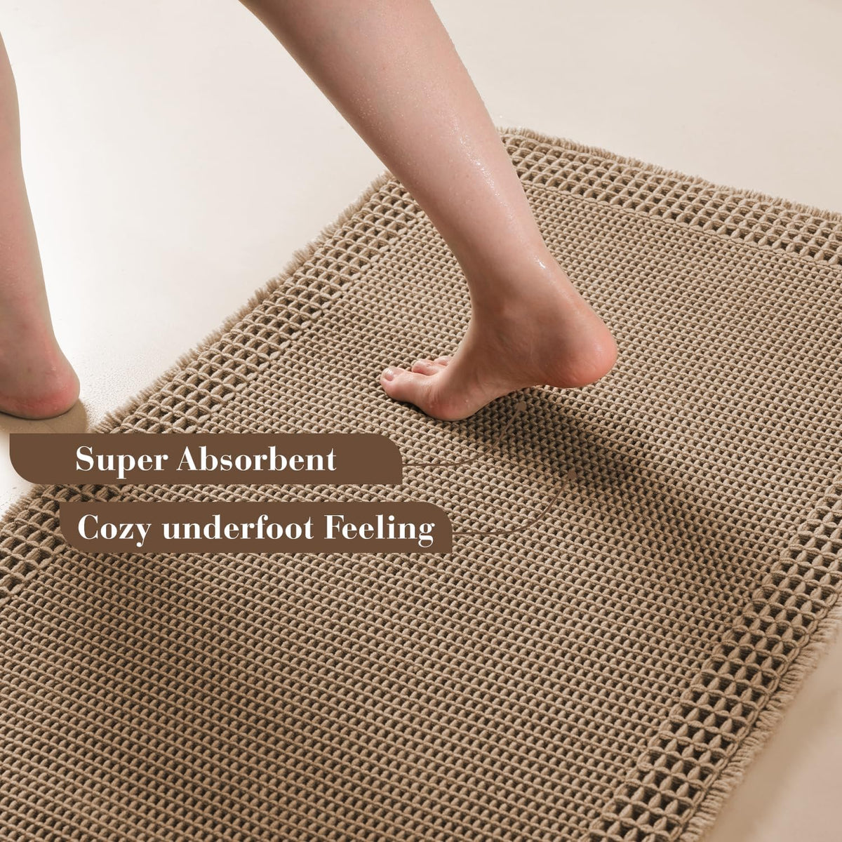Waffle Absorbent Non‑Slip Washable Bathroom Runner Rug