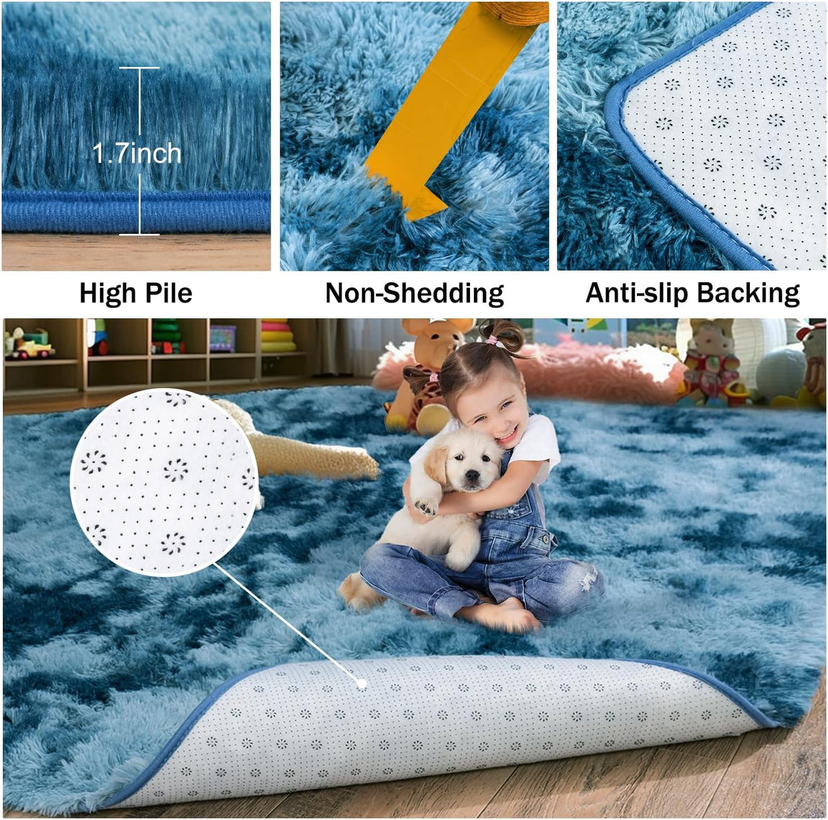 Soft Fluffy Modern Living‑Room Area Rug