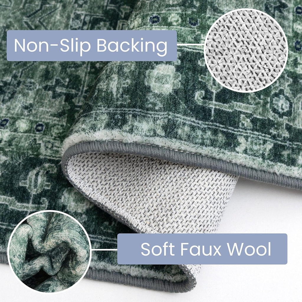 Faux‑Wool Washable Long Hallway Runner Rug