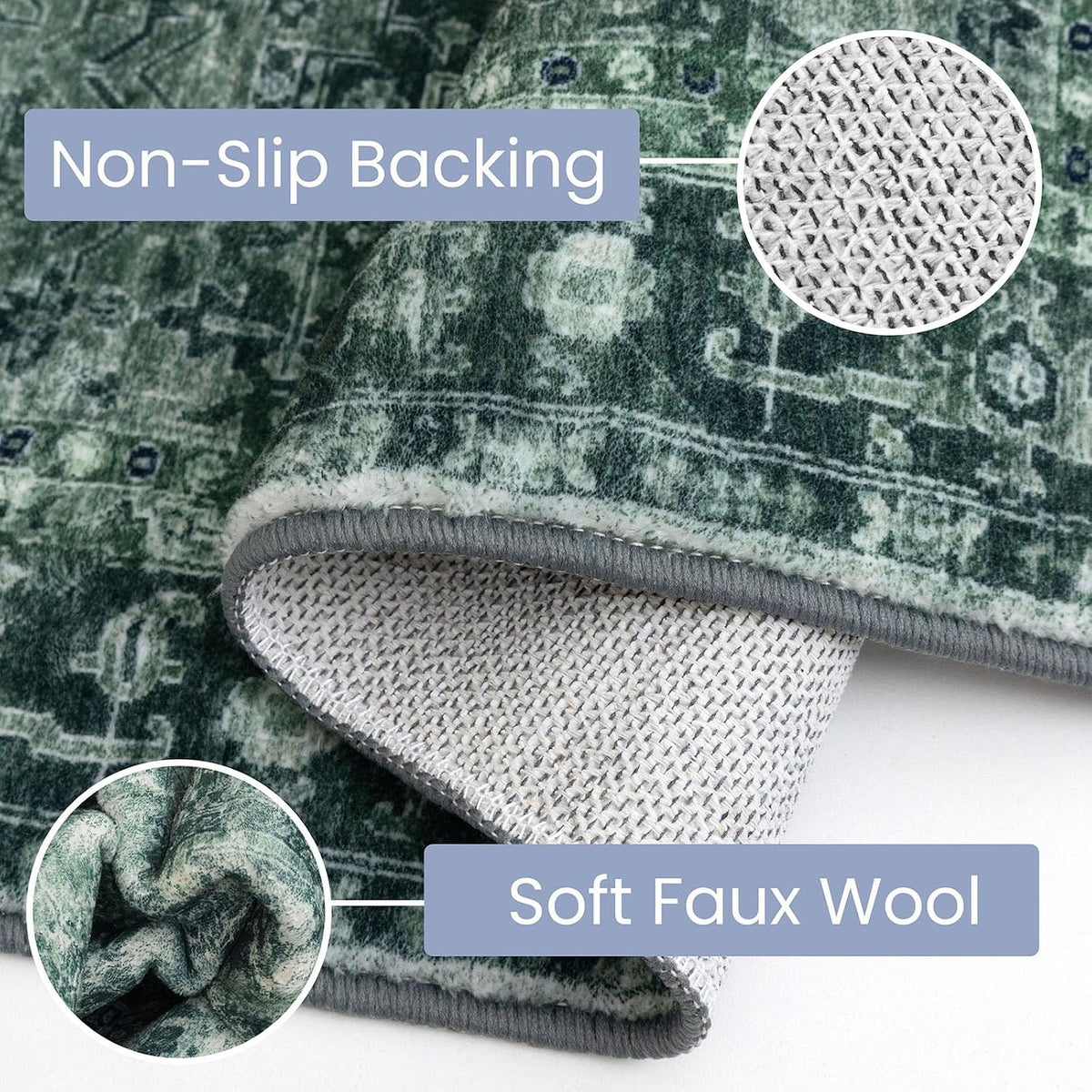 Faux‑Wool Washable Long Hallway Runner Rug