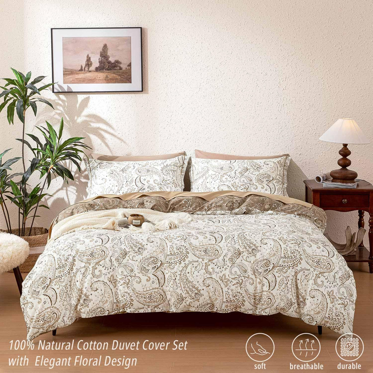 Vintage Cotton Queen Duvet Cover Bedding Set