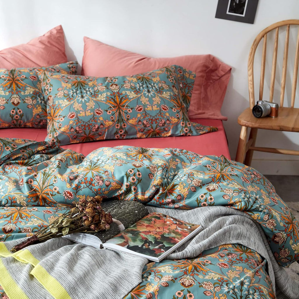 Vintage Cotton Floral Queen Bedding Set