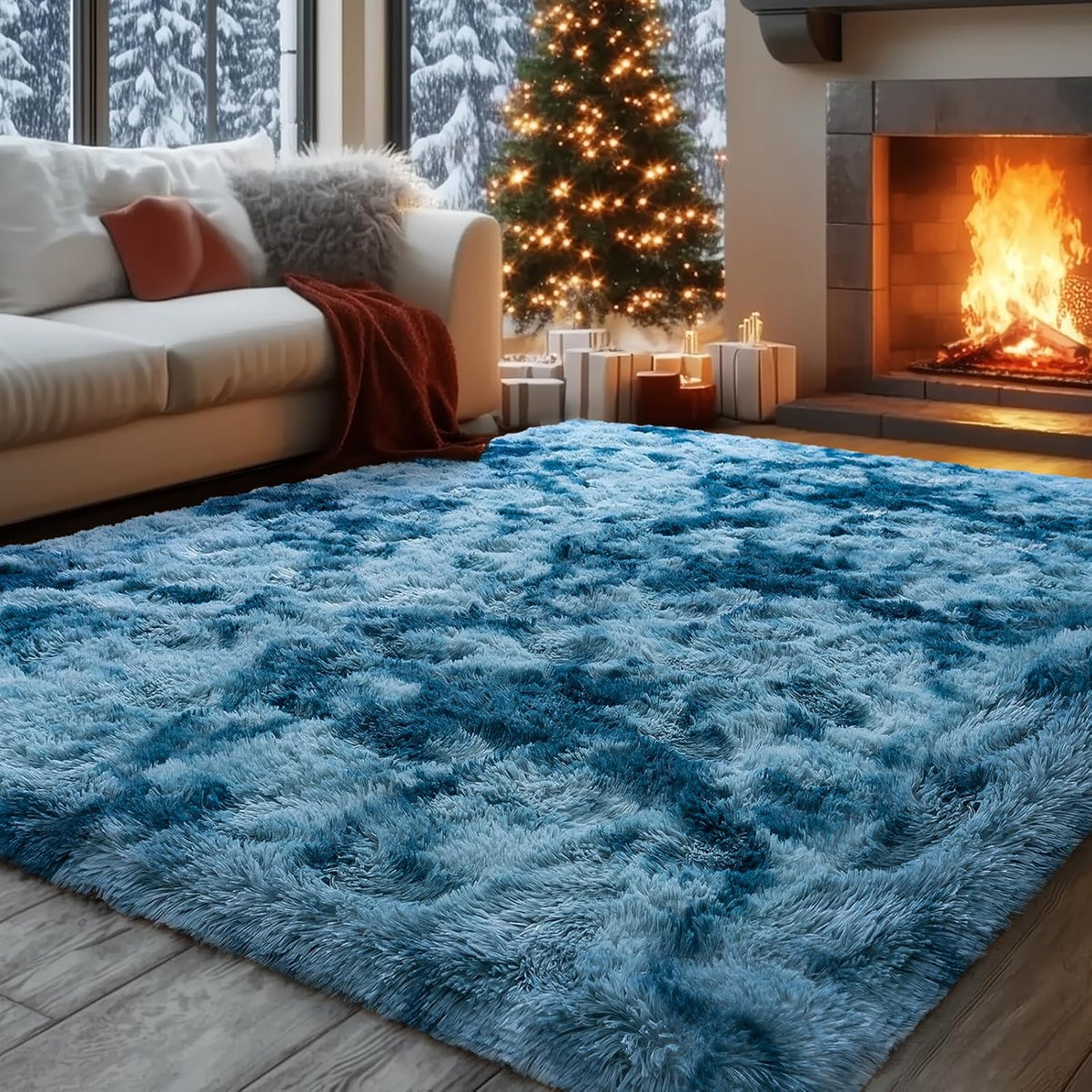 Soft Fluffy Modern Living‑Room Area Rug