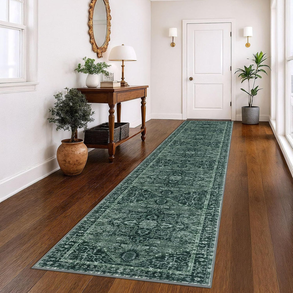 Faux‑Wool Washable Long Hallway Runner Rug