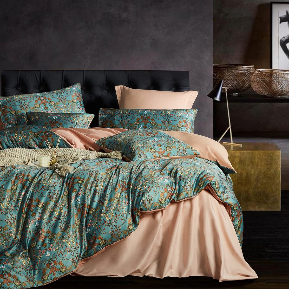 Boho Floral Queen Duvet Cover Set