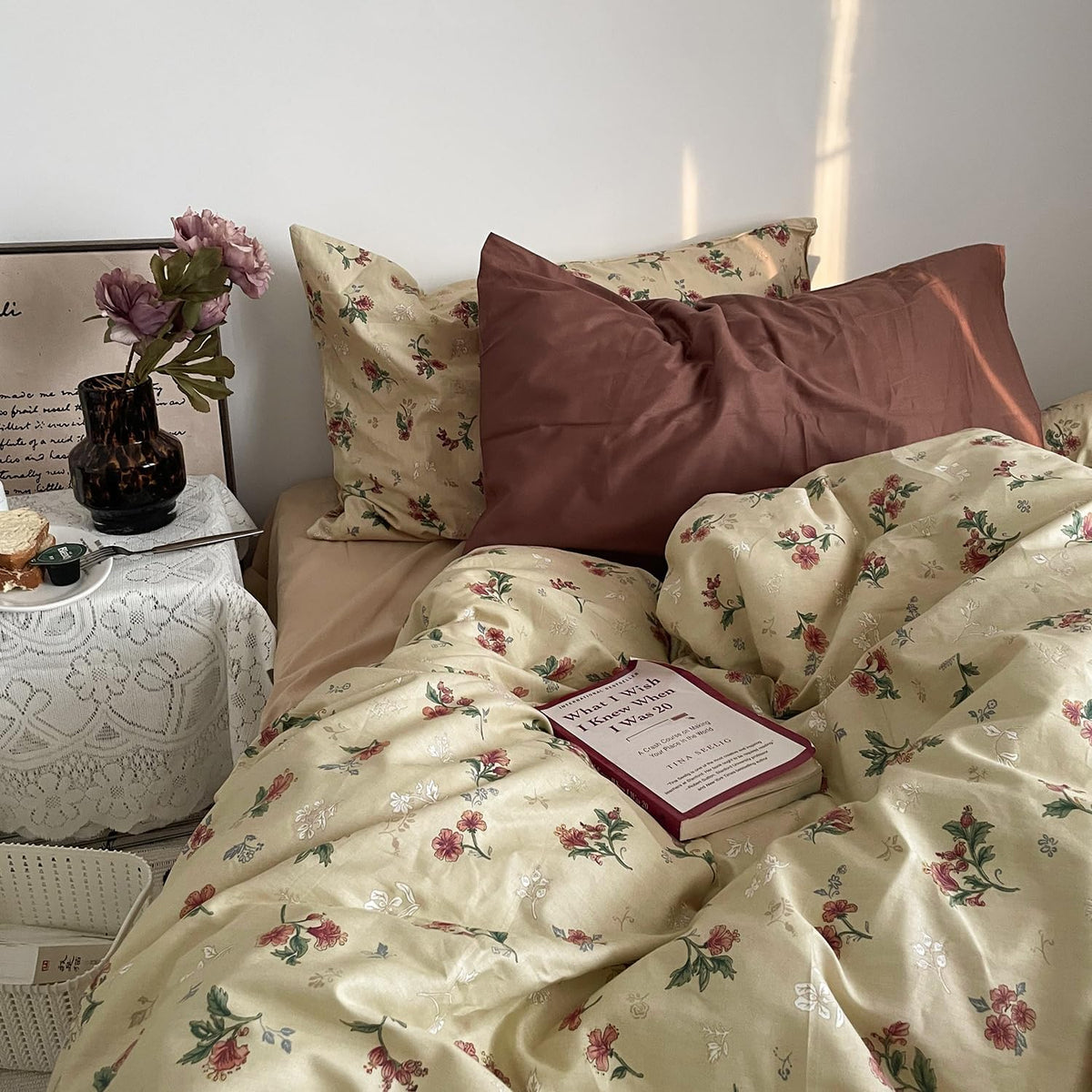 Vintage Floral Cotton Queen Bedding Set