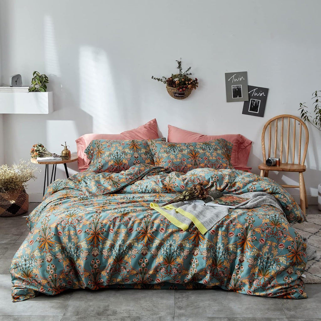 Vintage Cotton Floral Queen Bedding Set