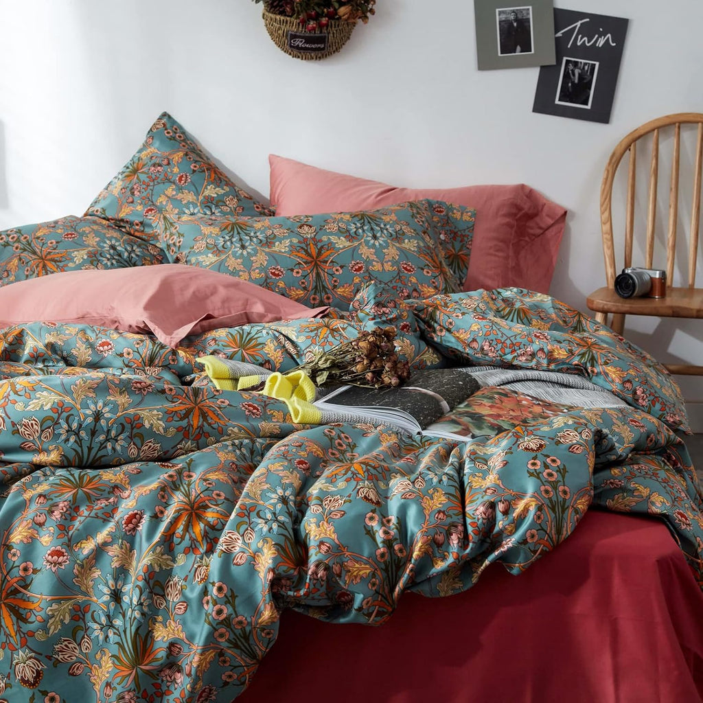 Vintage Cotton Floral Queen Bedding Set