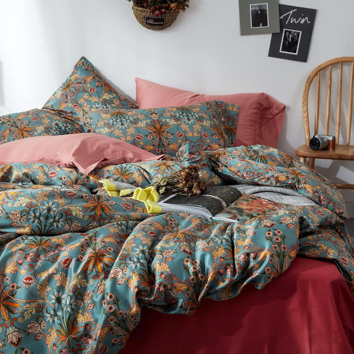 Vintage Cotton Floral Queen Bedding Set