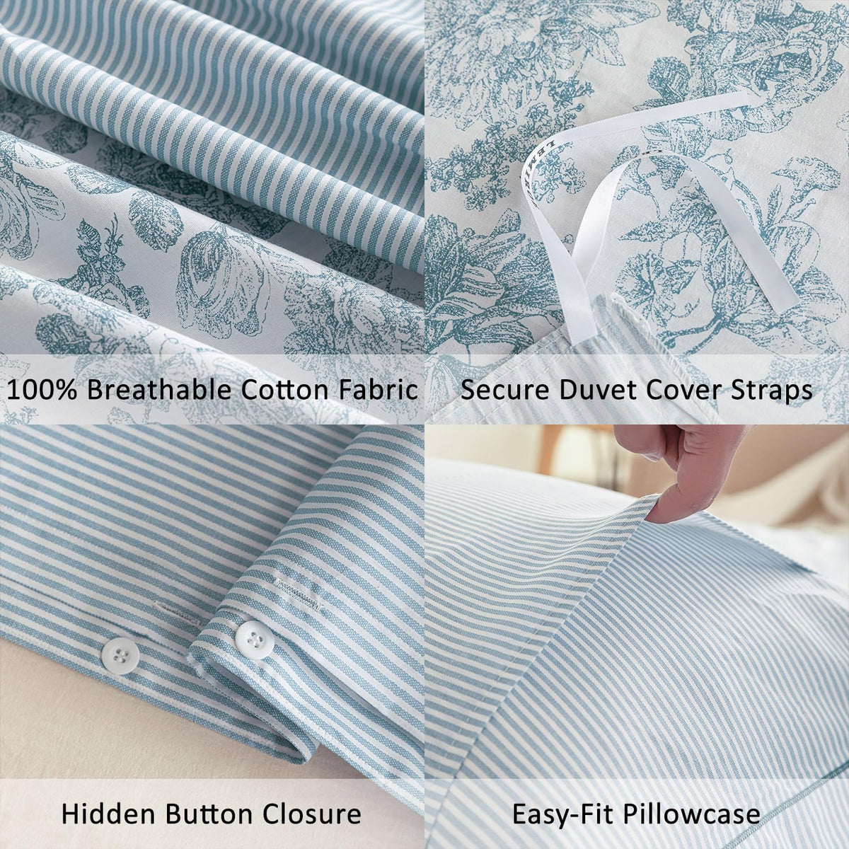 Vintage Cotton Floral Queen Duvet Set