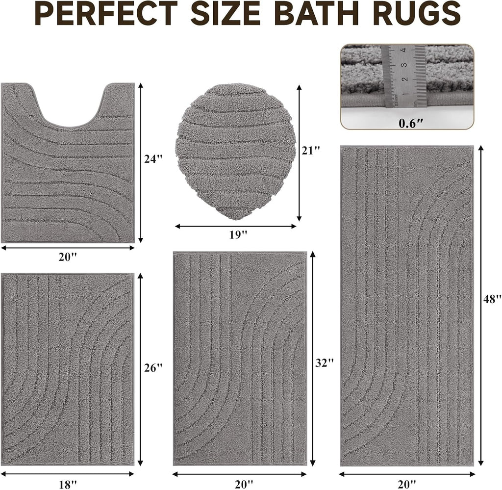 Plush Absorbent Non‑Slip Bathroom Rug Set