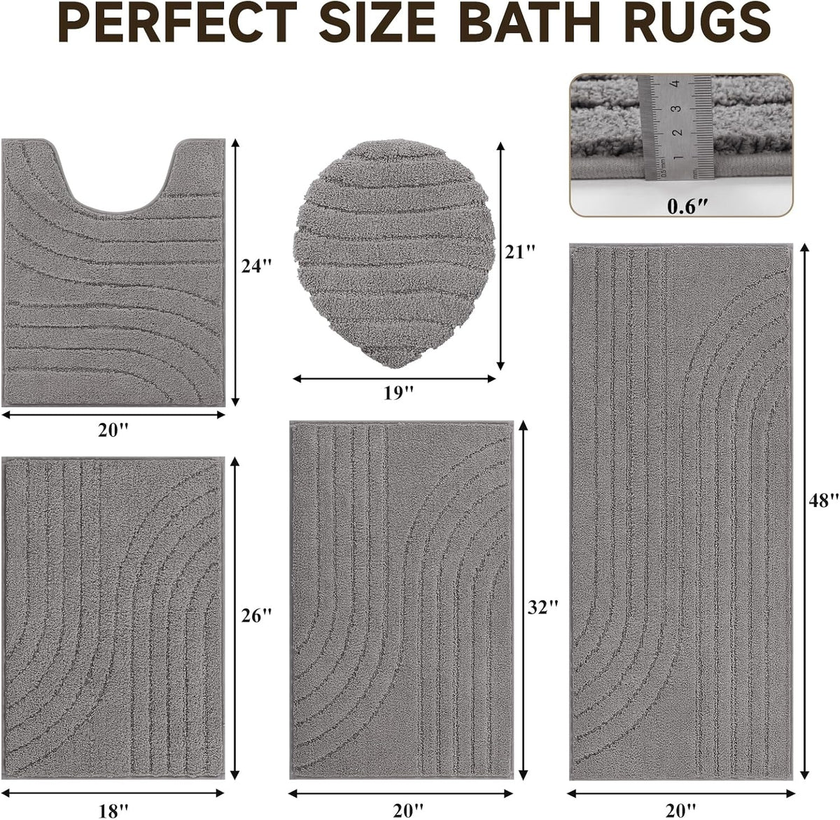 Plush Absorbent Non‑Slip Bathroom Rug Set