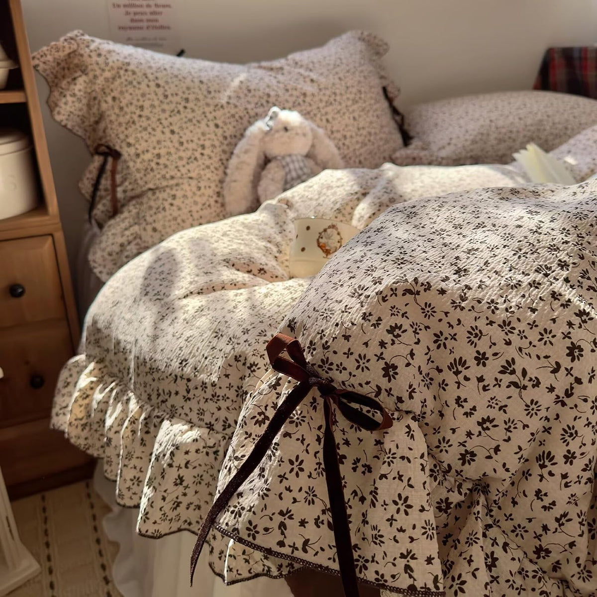 Ruffled Vintage Floral King Bedding Set