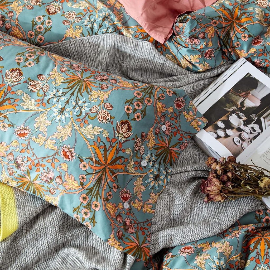 Vintage Cotton Floral Queen Bedding Set