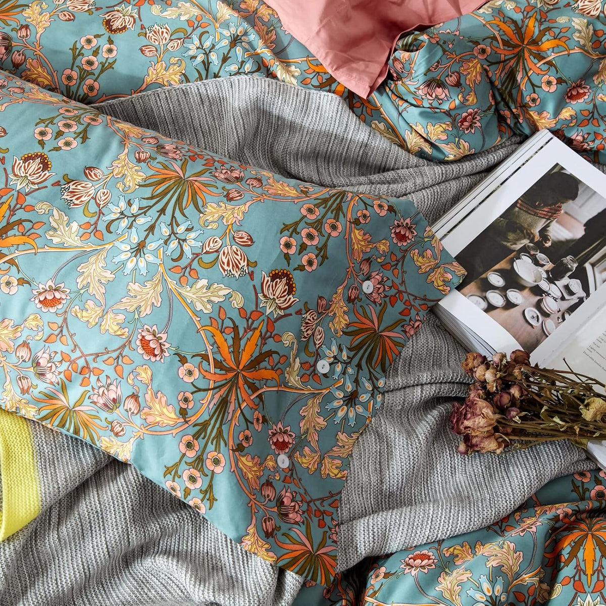 Vintage Cotton Floral Queen Bedding Set