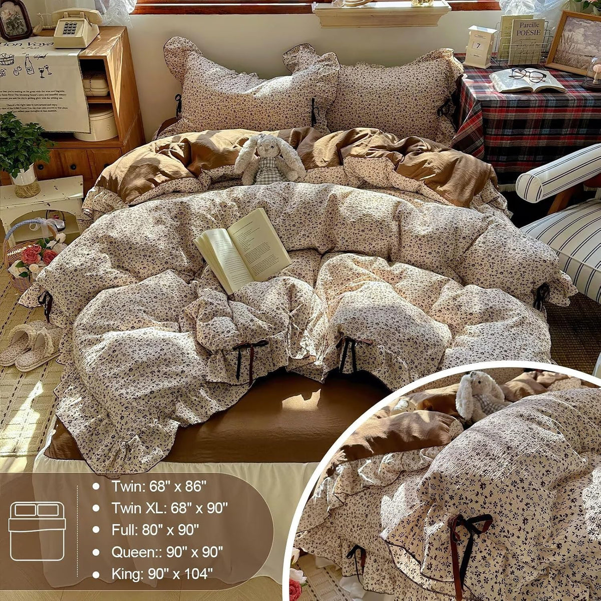 Ruffled Vintage Floral King Bedding Set