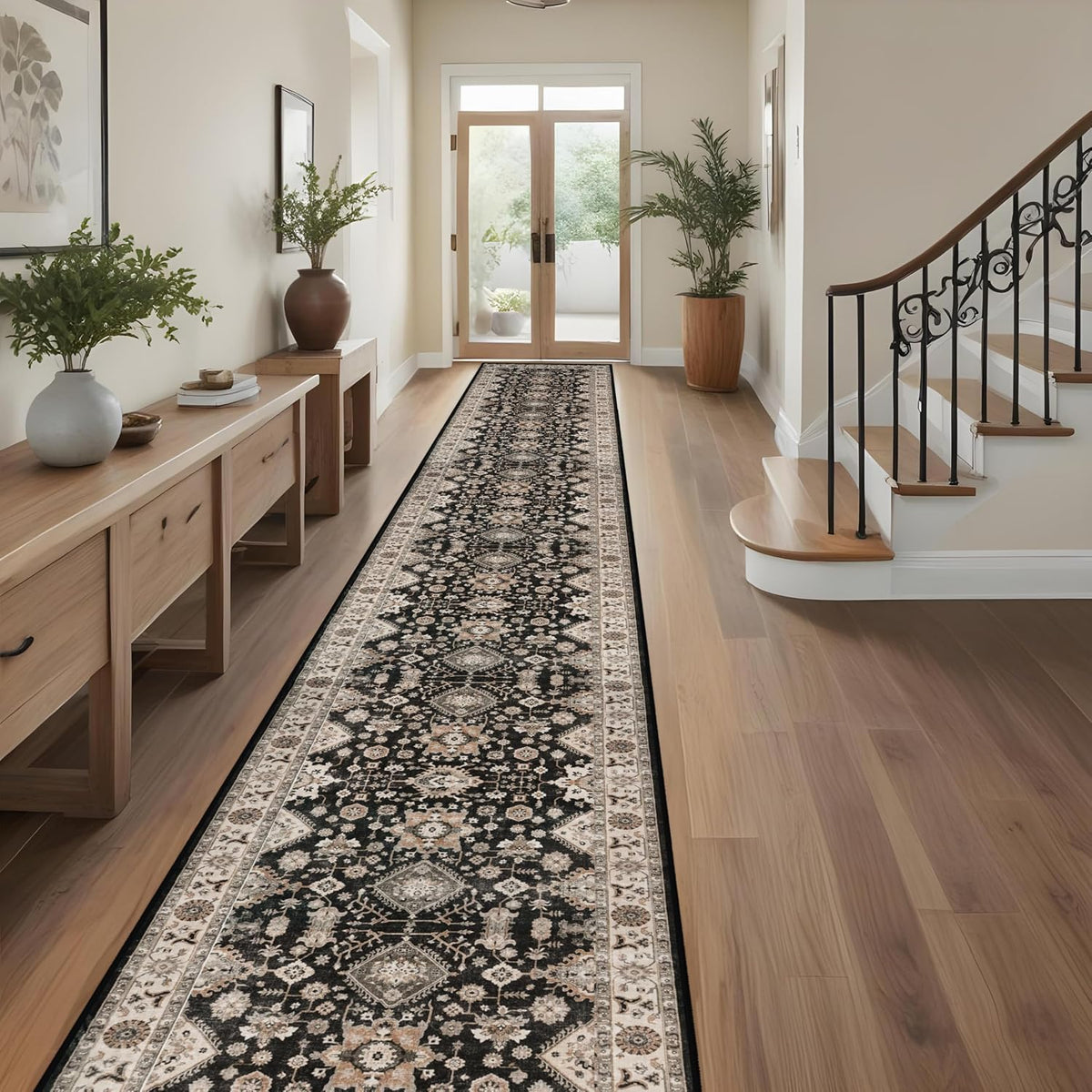 Farmhouse Washable Non‑Slip Runner Rug