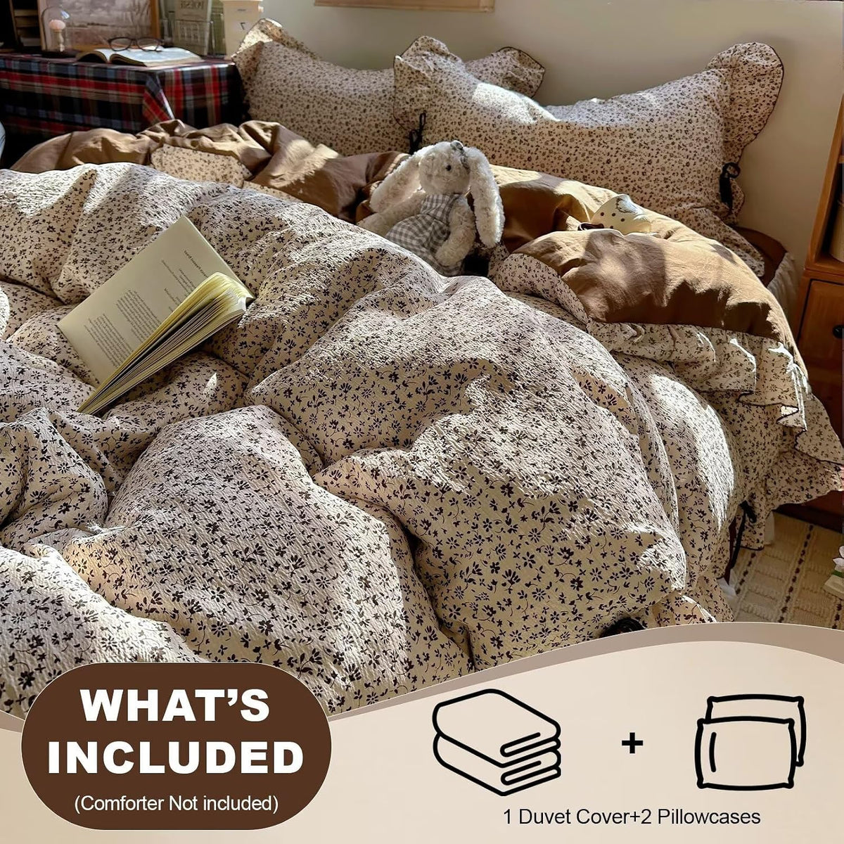 Ruffled Vintage Floral King Bedding Set